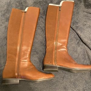 Brown leather zip up boots